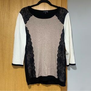 The Limited Brown White and Black Lace Sweater Shirt - Size XL